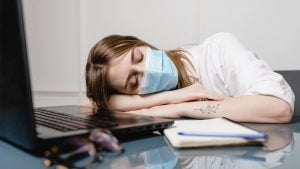 Woman falling a sleep with her mask on